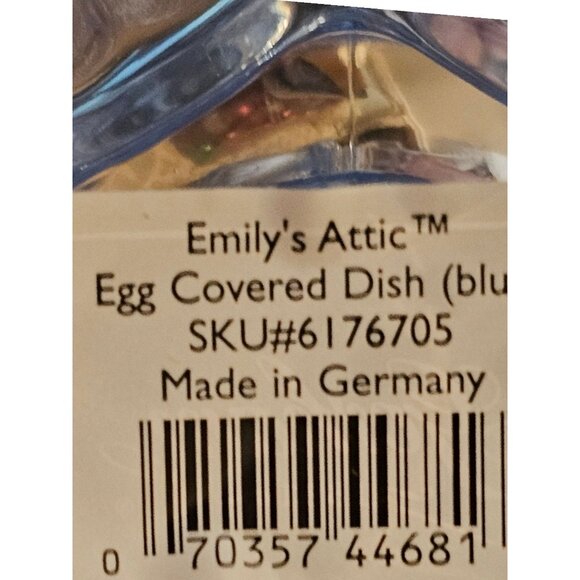 Gorham Emilys Attic Collection Egg Covered Dish Blue Glass 10" Tall Made In Germ - Picture 8 of 10